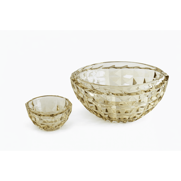 Bohemia Crystal - Diamond Bowl Set 7 Pcs- 24cm&11cm - Beige