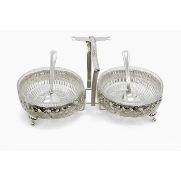 Queen Anne - Round Double Jam Bowl With Lid & Spoon - Silver