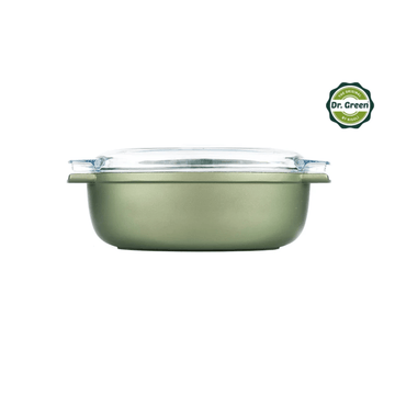 Risoli - Oval roasting pan with Glass lid- Die Cast Aluminum - 36X24cm - green