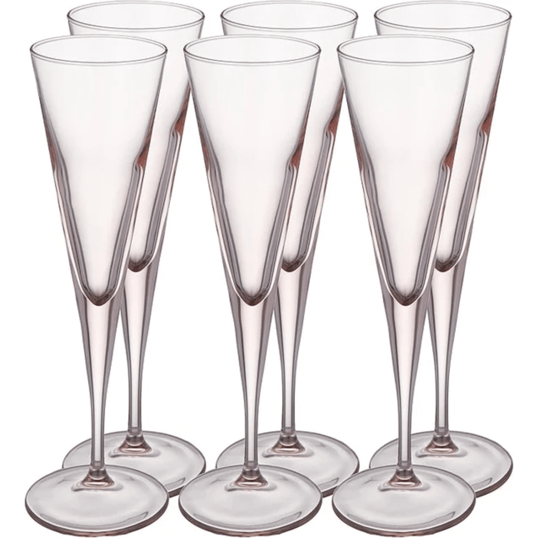 Pasabahce V-Line Champagne Flute Glass - Pink, 200ml