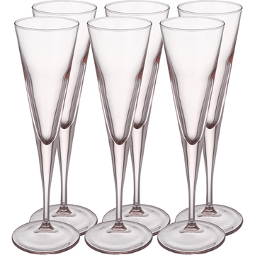 Pasabahce V-Line Champagne Flute Glass - Pink, 200ml