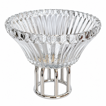 Round Fruit Footed Plate with Metal Base- 24x25 cm - Silver