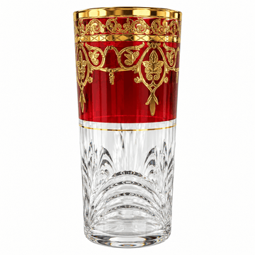 RCR - Highball Glass Set 6 Pcs - 370ml - Red & Gold