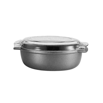 Risoli - Plus Oval Tajin with Glass lid- Die Cast Aluminum - 36X24cm - Black