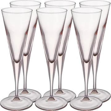 Pasabahce V-Line Champagne Flute Glass - Pink, 200ml