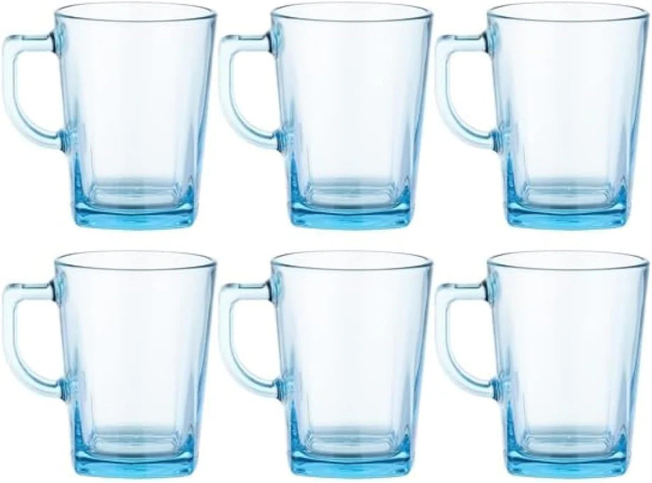 Pasabahce - Carre Glass Mug Set 6 Pieces - Turquoise - 270ml