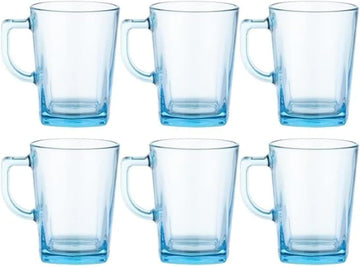 Pasabahce - Carre Glass Mug Set 6 Pieces - Turquoise - 270ml