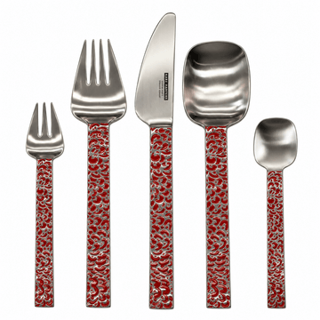 Carl Mertens - Daily Use Red Flower Cutlery Set 30 Pcs