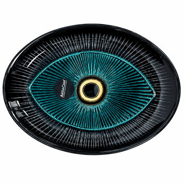 ArdaCam - Evil Eye Oval Plate - 22x16 cm - Gold & Metallic Black
