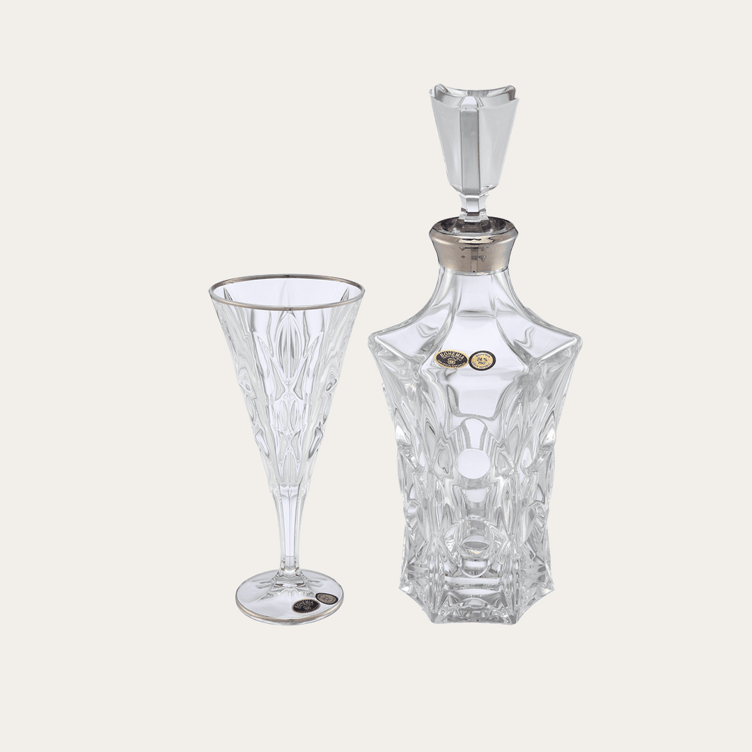 Bohemia Crystal - Drink Set 7 Pieces - Silver