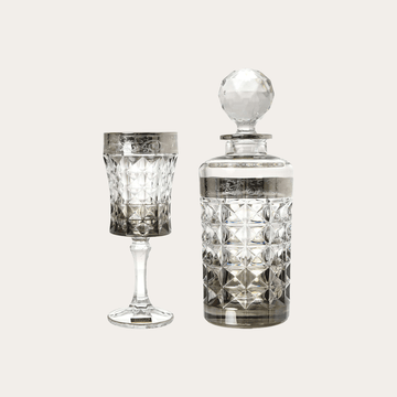 Bohemia Crystal - Diamond Drink Set 7 Pieces - Grey & Silver - Crystal