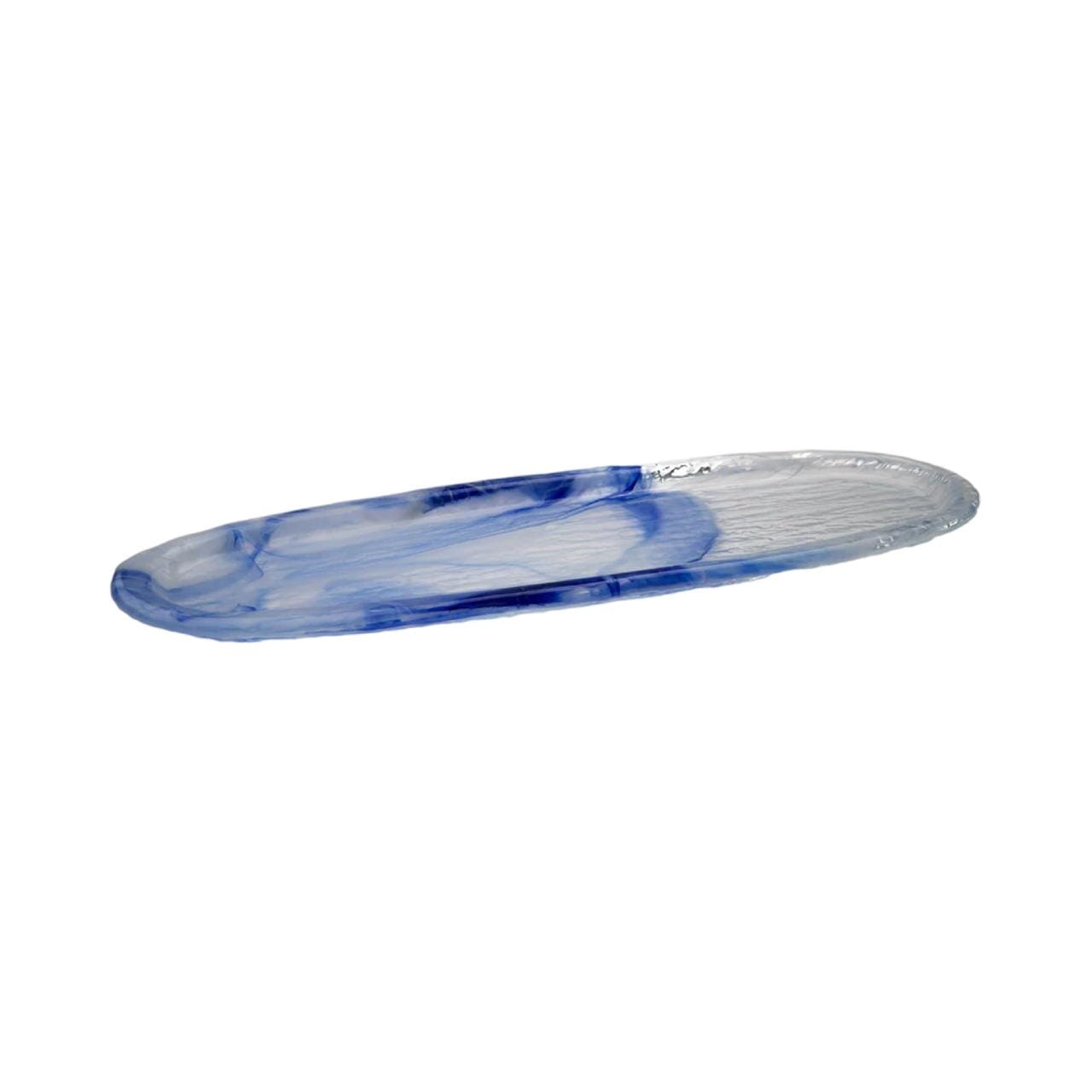 ArdaCam - Serving Oval Platter - Blue & White - 54x21.5cm - Glass