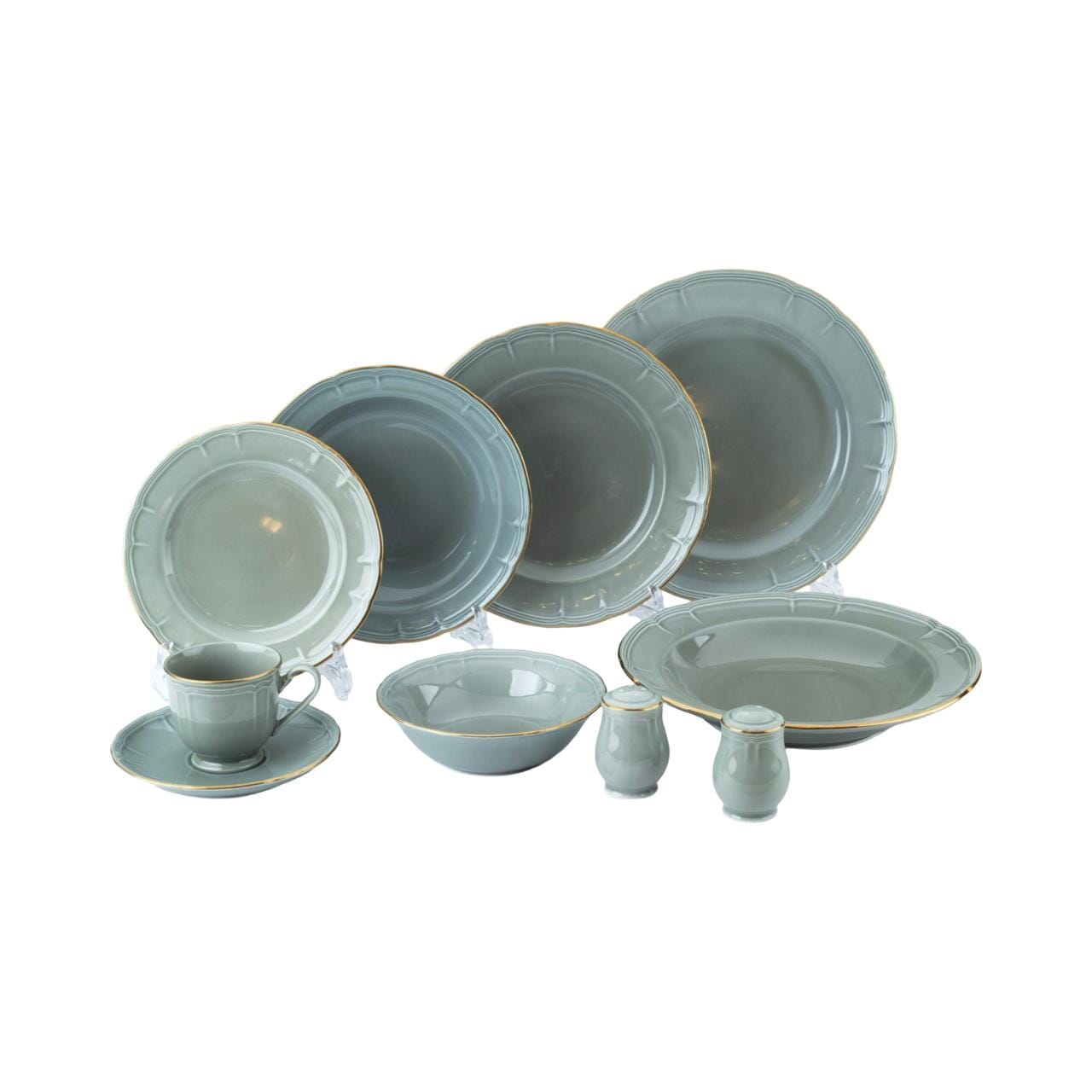 Noritake - Daily Use Dinner Set 40 Pieces - Light Green & Gold - Porcelain