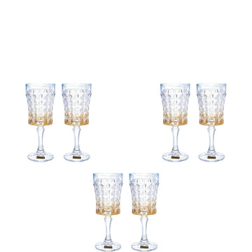 Bohemia Crystal - Goblet Diamond Glass Set 6 Pieces - Blue & Gold - 200ml - Crystal