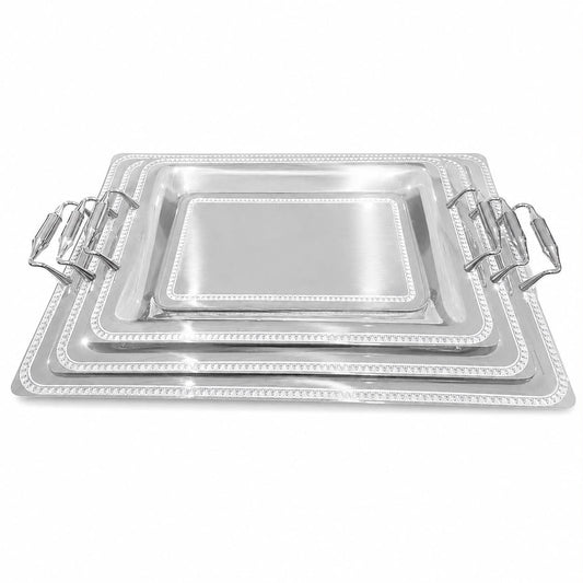 Elegant Gioel - Tray Set 3 Pcs - Stainless Steel - Silver