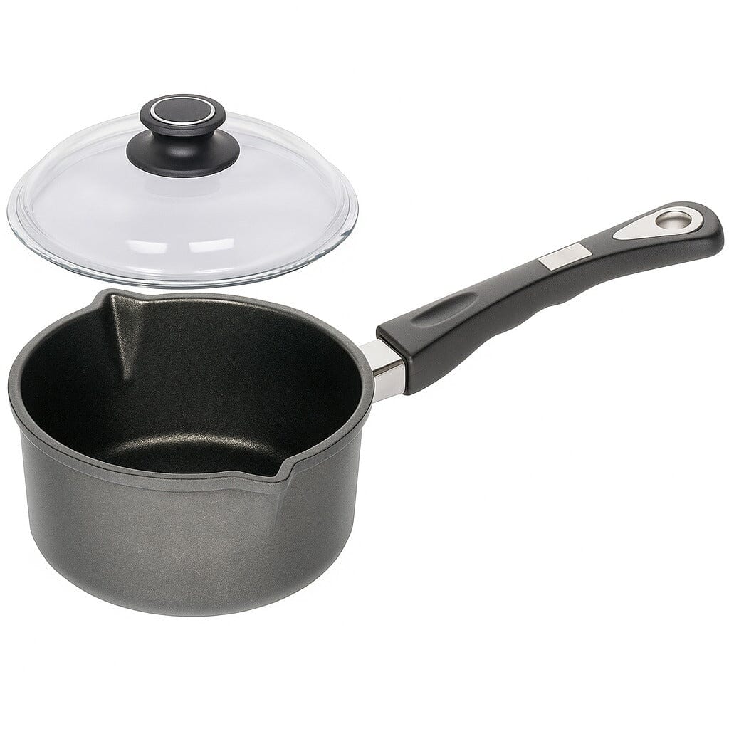 AMT - Sauce Pan with lid 18 cm - Cast Aluminum with Titanium Coating - Black