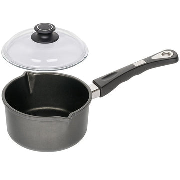 AMT - Sauce Pan with lid 18 cm - Cast Aluminum with Titanium Coating - Black