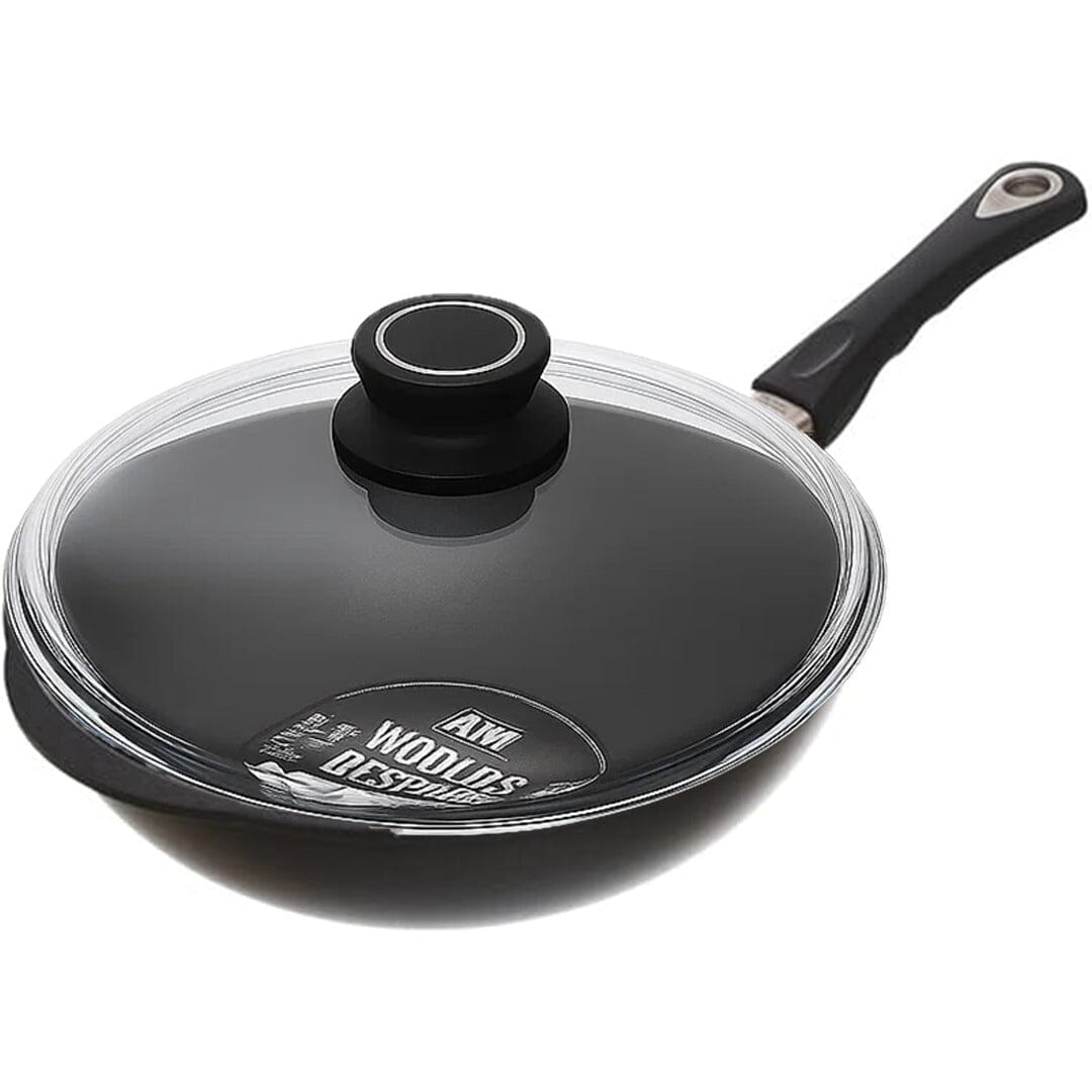 AMT Gastroguss - Wok with Lid 32 cm Die Cast Aluminum - Black