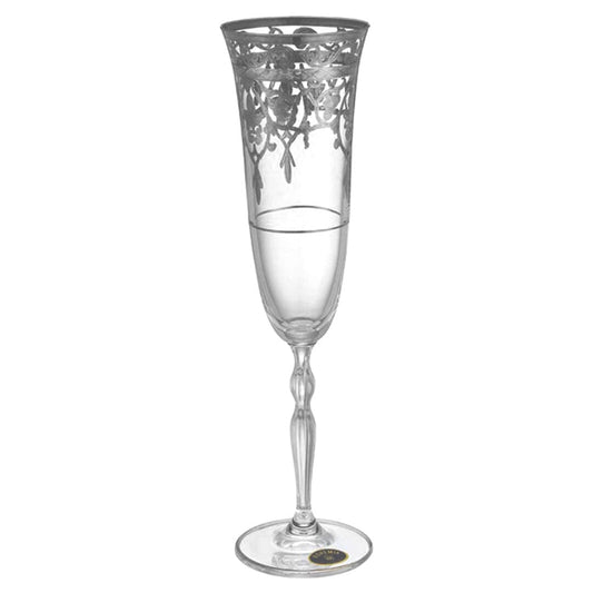 Bohemia Crystal - Flute Glass Set 6 Pieces - Silver - 150ml