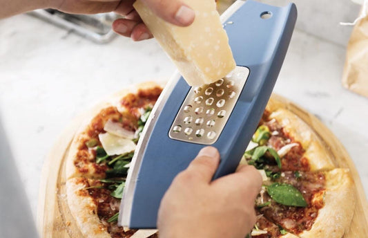 BergHOFF - Leo Pizza Slicer & Cheese Grater - Blue - Stainless Steel - 30cm - 440001599