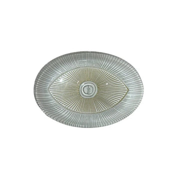 ArdaCam - Evil Eye Oval Plate - 22x16 cm - Gold, Silver & White