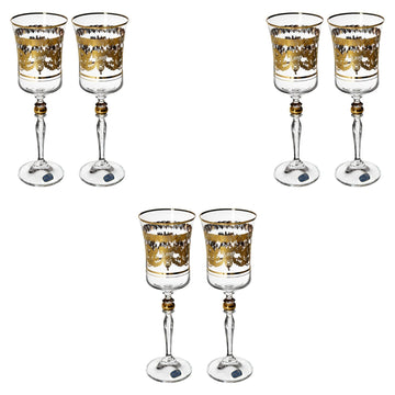Bohemia Crystal - Goblet Glass Set 6 Pieces - Gold - 220ml - 39000723