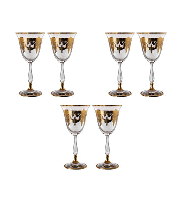 Bohemia Crystal - Goblet Glass Set 6 Pieces - Gold - 220ml - 2700010258