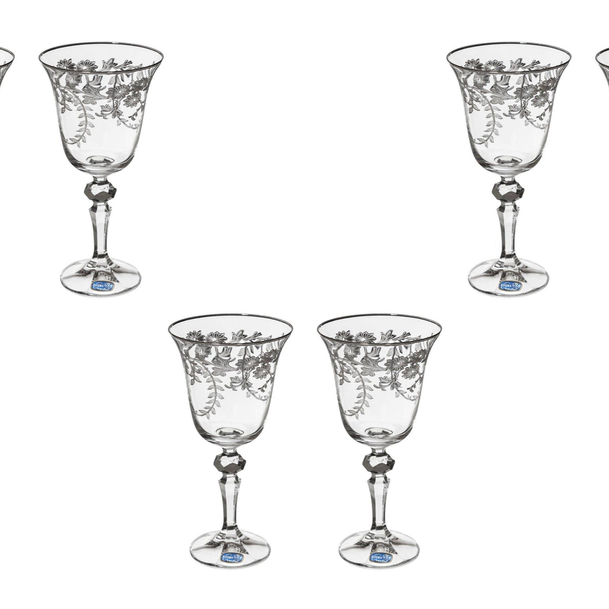 Bohemia Crystal - Goblet Glass Set 6 Pieces Silver - 185ml - 39000660