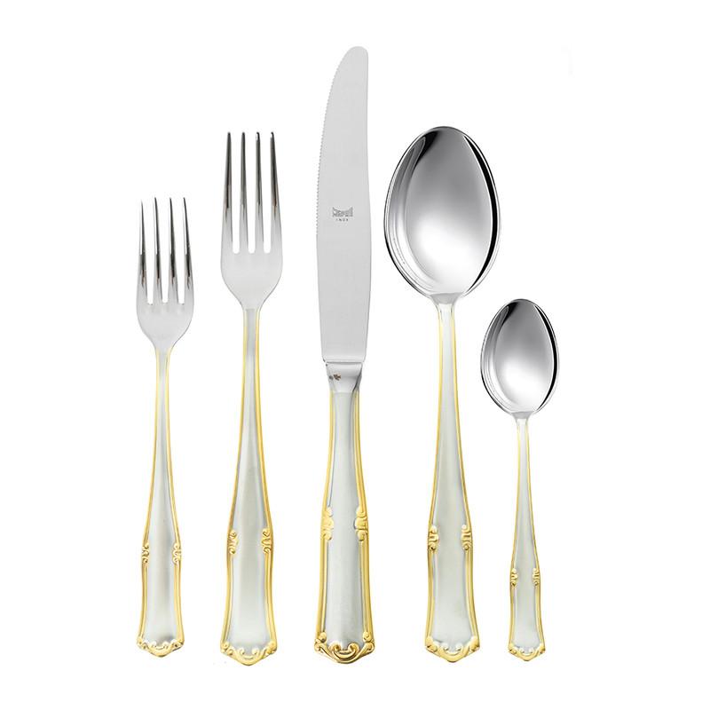 Mepra Cutlery Set 87 Pcs - Stainless Steel - Silver with Gold - Wooden Box - 100002031