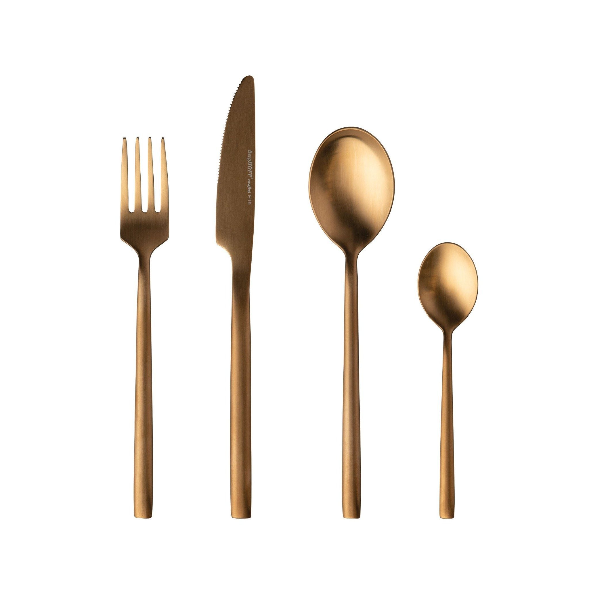 BergHOFF طقم أدوات مائدة للاستخدام اليومي مطلية بالذهب 4 قطع - ستانلس ستيل - 100002529