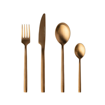BergHOFF طقم أدوات مائدة للاستخدام اليومي مطلية بالذهب 4 قطع - ستانلس ستيل - 100002529