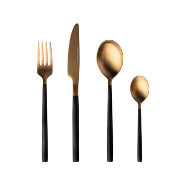 BergHOFF Daily use Cutlery Set Black & Gold Plated 4 Pieces - Stainless Steel - 100002530