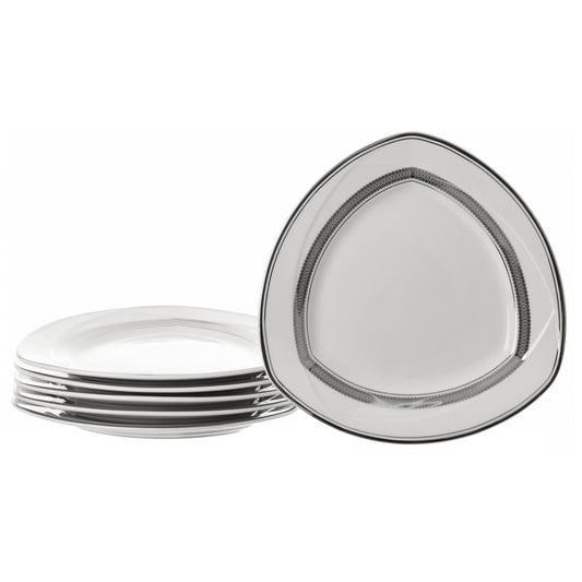 RAK - Triangular Daily Use Dinner Set 65 Pieces - Porcelain - Silver - 130001179