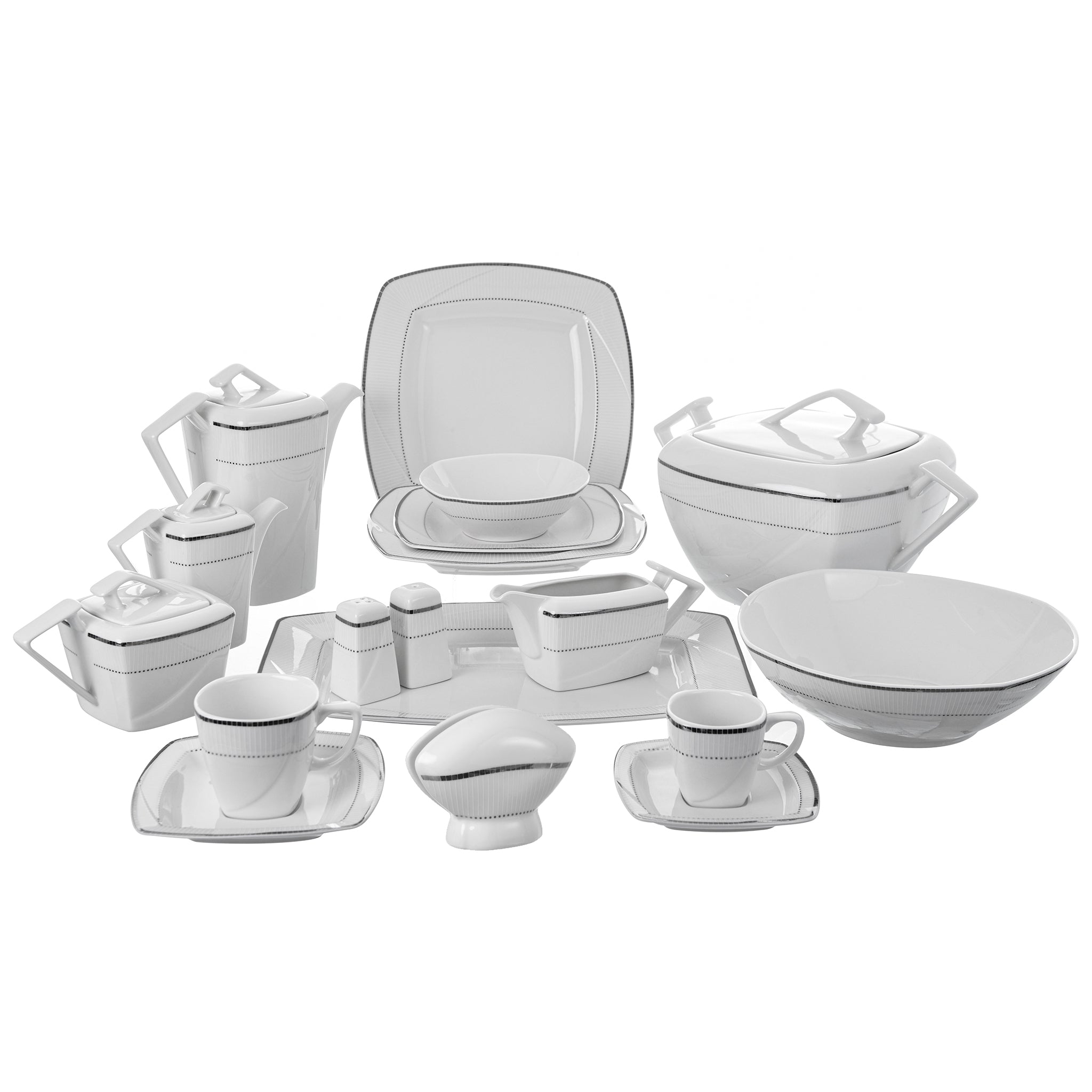 RAK - Dinner Set 69 Pieces - Porcelain - Silver - 130001206