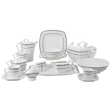 RAK - Dinner Set 69 Pieces - Porcelain - Silver - 130001212