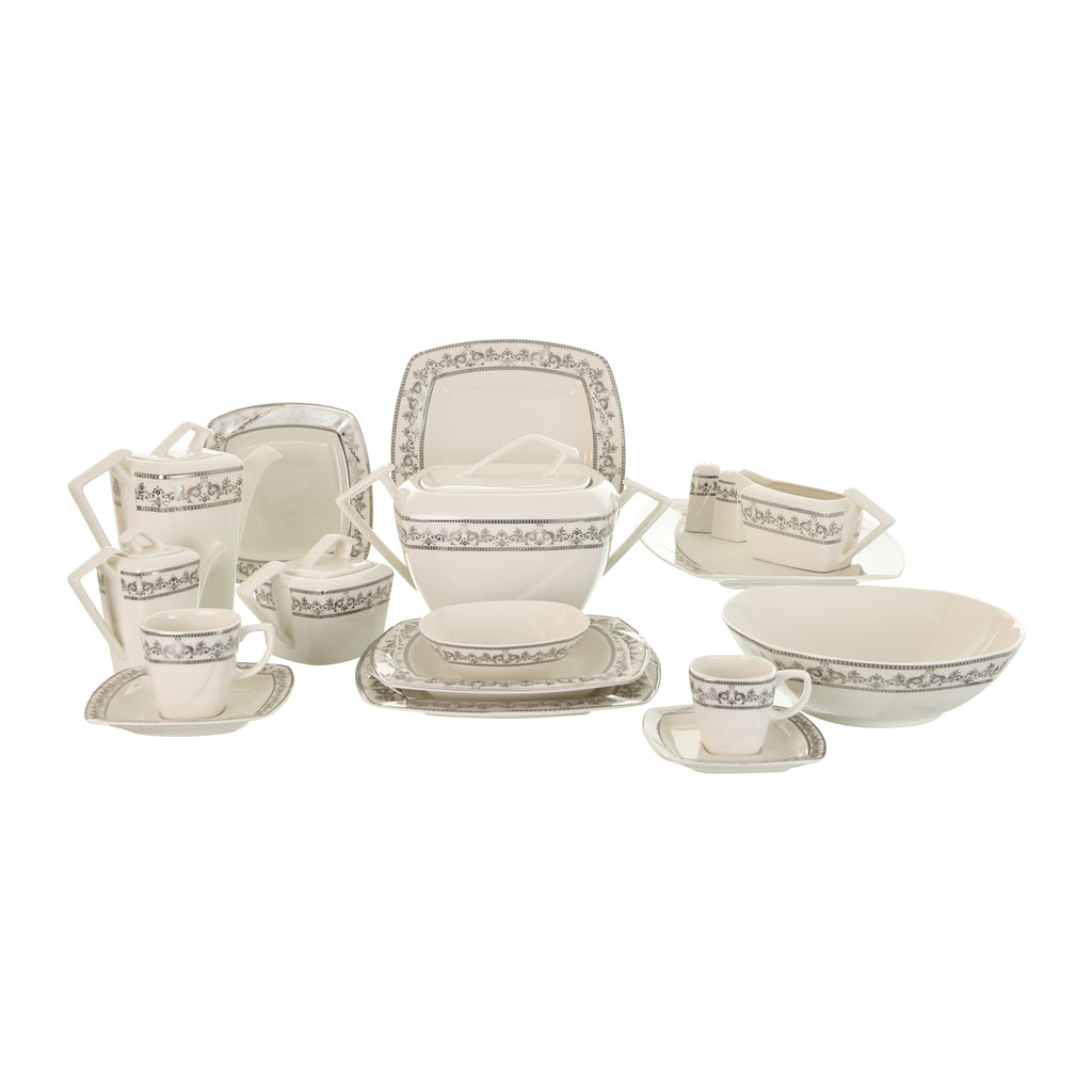 RAK - Dinner Set 69 Pieces - Porcelain - Silver - 130001214