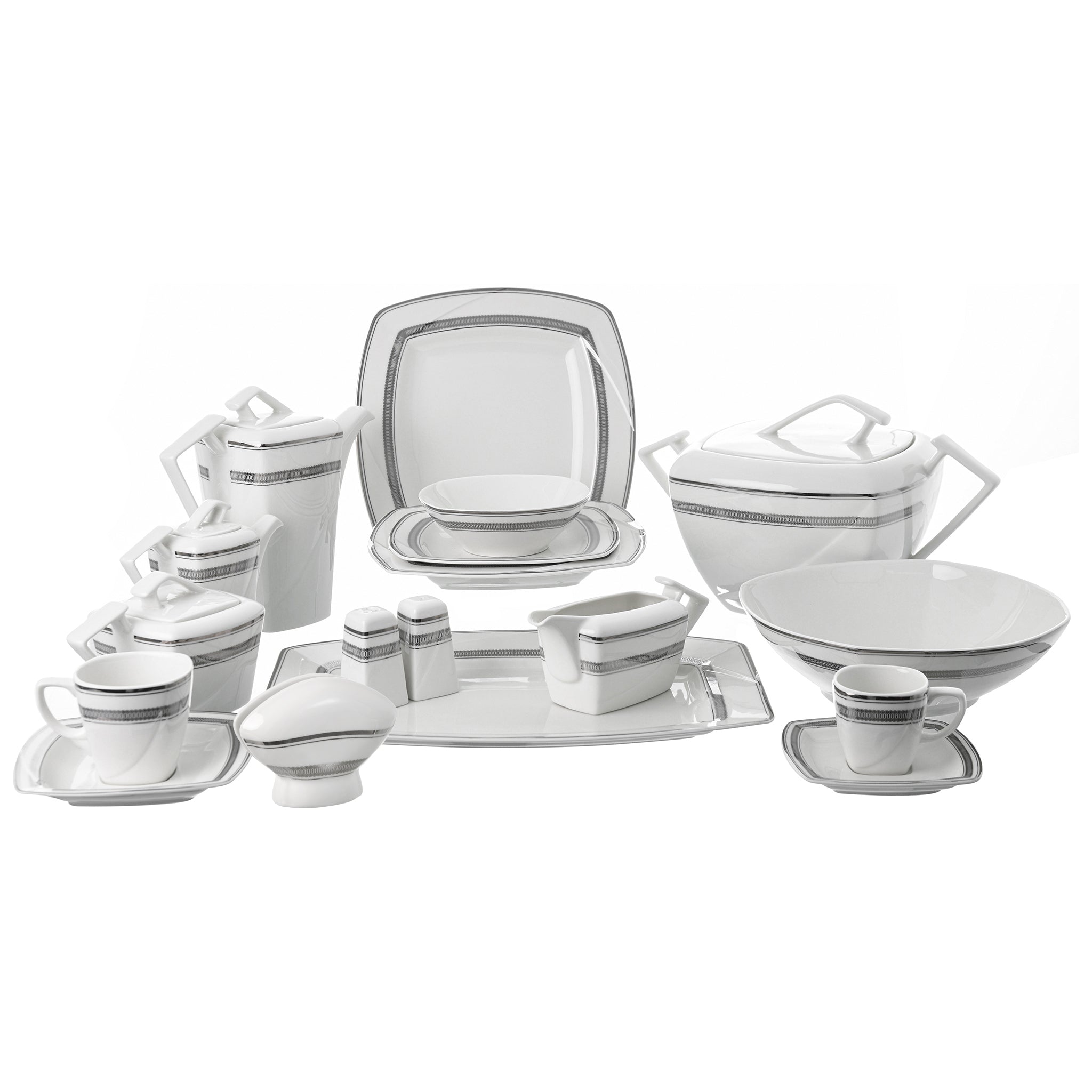 RAK - Dinner Set 69 Pieces - Porcelain - Silver - 130001215