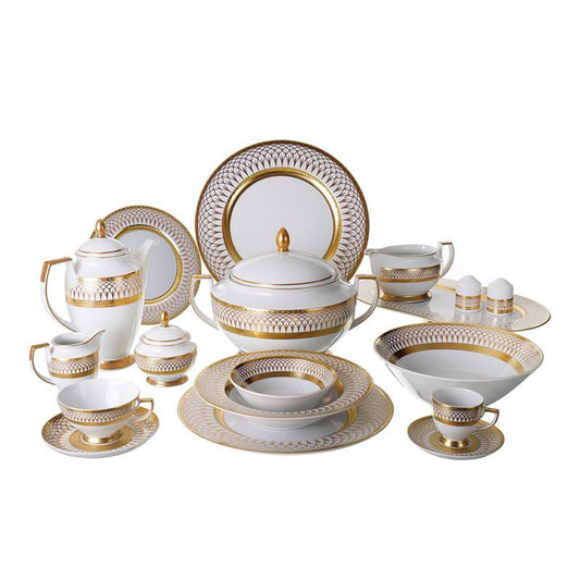 Falkenporzellan - Dinner Set 112 Pieces  - Porcelain - Gold - 13000270