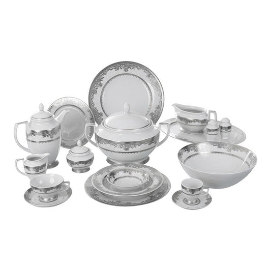 Falkenporzellan - Dinner Set 112 Pieces - Porcelain - Silver - 13000272