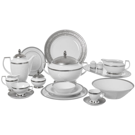Falkenporzellan - Dinner Set 112 Pieces  - Porcelain - Silver - 13000303