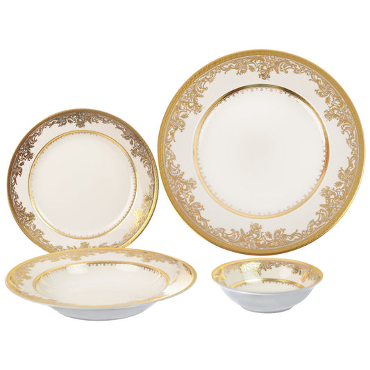 Falkenporzellan - Dinner Set 112 Pieces - Porcelain - Gold - 13000312