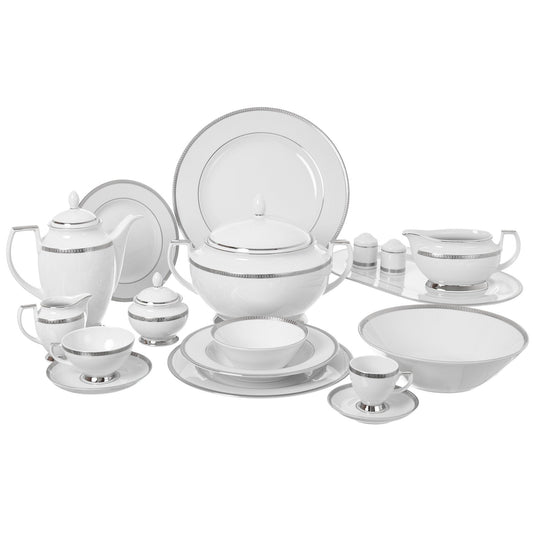 Falkenporzellan - Dinner Set  112 Pieces - Porcelain - Silver - 13000356