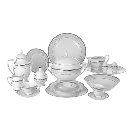 Falkenporzellan - Dinner Set 112 Pieces - Porcelain - Silver - 1300041