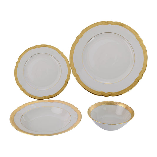 Falkenpozellan - Dinner Set 112 Pieces - Porcelain - Gold - 1300047