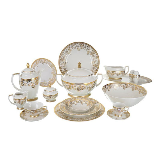 Falkenporzellan - Dinner Set 112 Pieces - Porcelain - Gold - 1300056