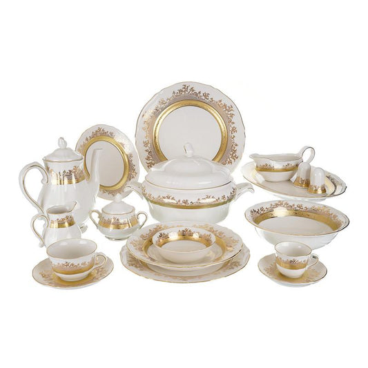 Falkenporzellan - Dinner Set 112 Pieces - Porcelain - Gold - 1300075
