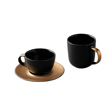 BergHOFF - Gem Coffee & Tea Set 3 Pieces - Black & Gold - Porcelain - 52000208