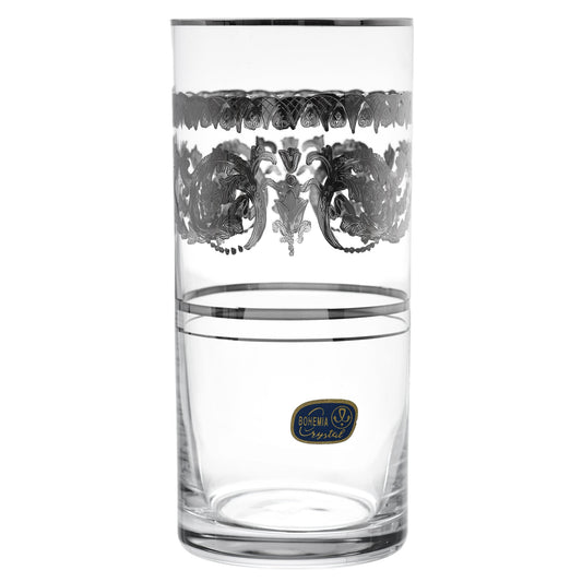Bohemia Crystal - Highball & Tumbler Glass Set 12 Pieces - Silver - 300ml & 280ml - 39000759
