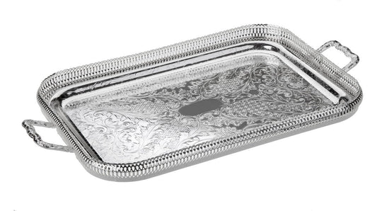 Queen Anne Rectangular Tray - Silver Plated Metal - 51.5 x 29 cm - 26000231
