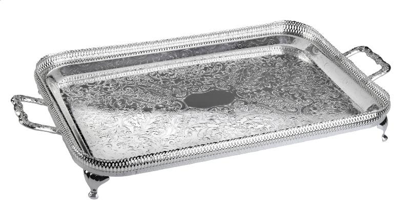 Queen Anne Rectangular Tray - Silver Plated Metal - 43 x 24 cm - 26000240